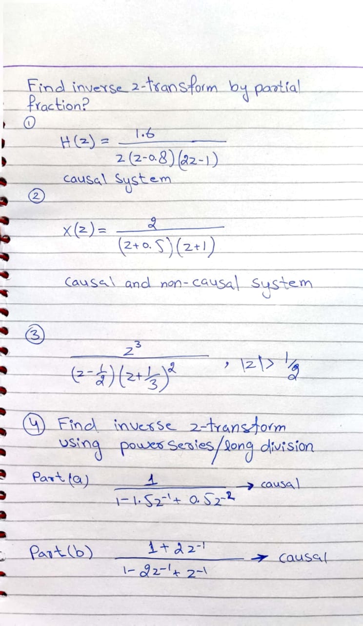 Solved Find inverse 2-transform by partial fraction? (1) | Chegg.com