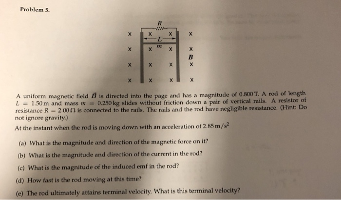 Solved Problem 5. A uniform magnetic field B is directed | Chegg.com