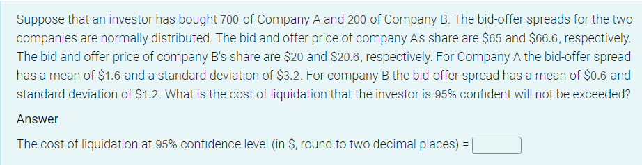 Solved Suppose That An Investor Has Bought 700 Of Company A | Chegg.com