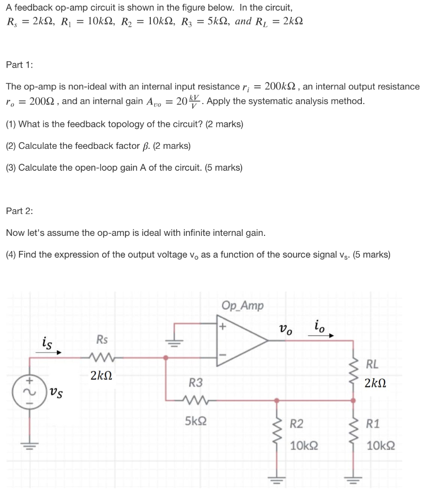 Solved A Feedback Op-amp Circuit Is Shown In The Figure | Chegg.com