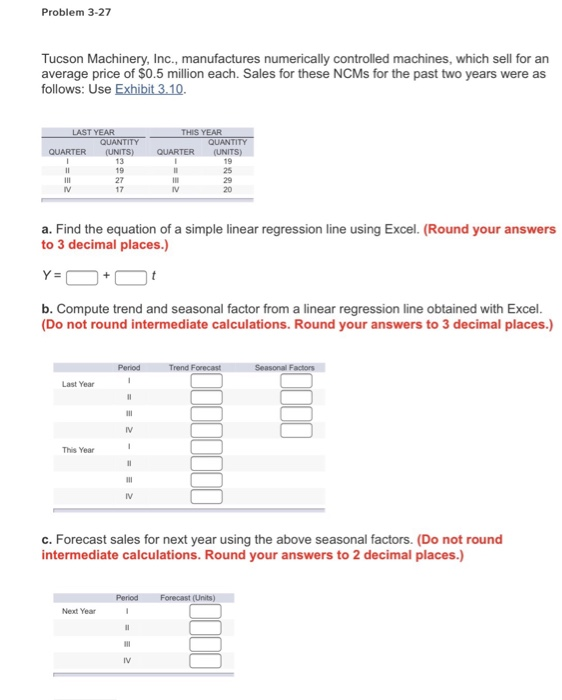Solved Problem 3-27 Tucson Machinery, Inc., Manufactures | Chegg.com
