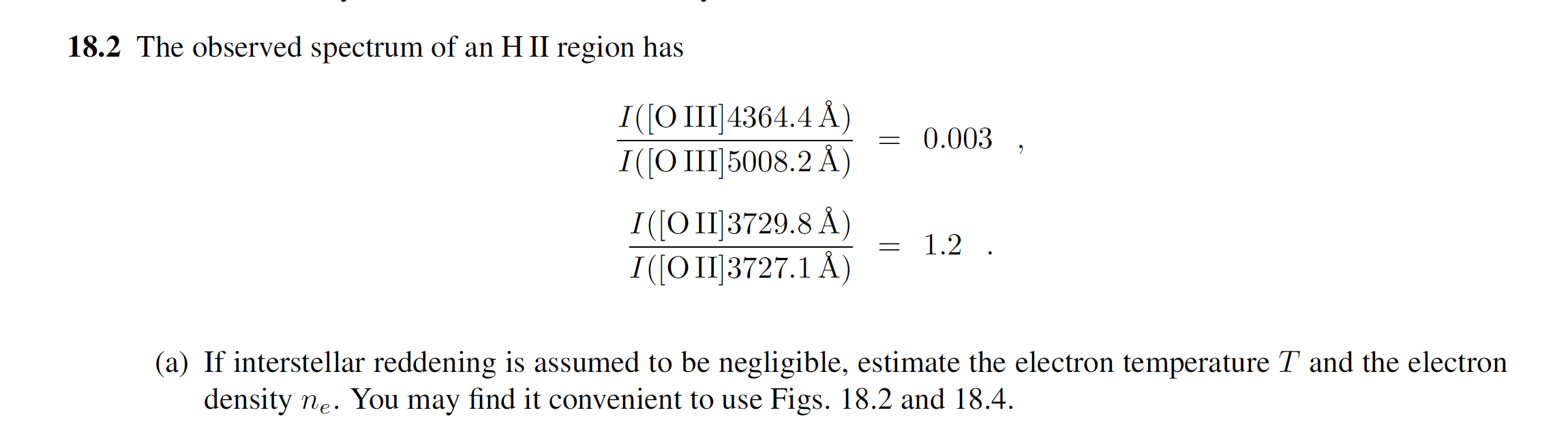 18.2 The observed spectrum of an H II region has = | Chegg.com