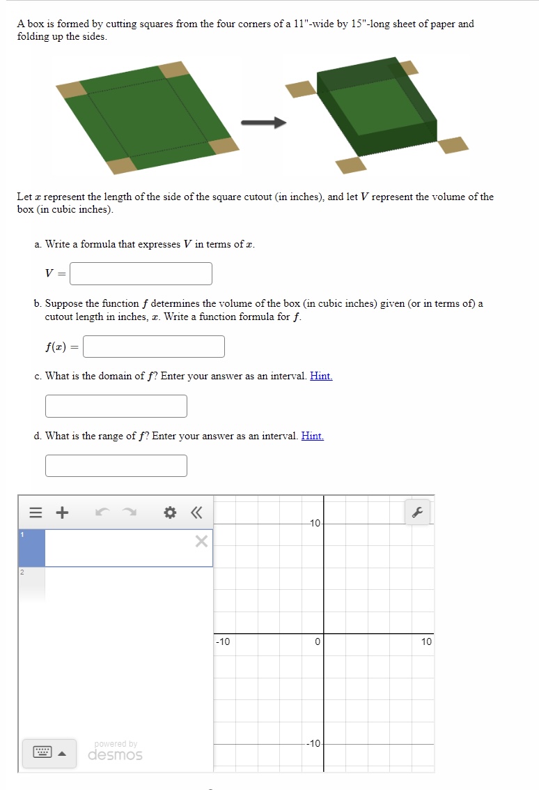 Solved A box is formed by cutting squares from the four | Chegg.com