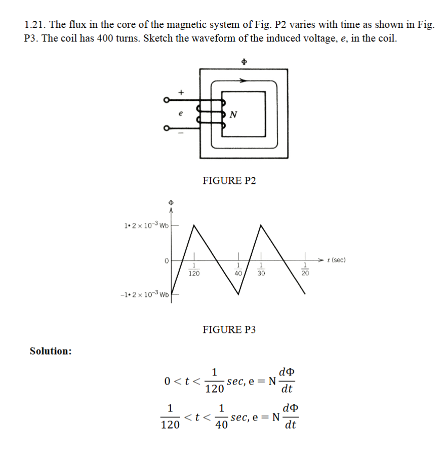 Solved 1.21. ﻿The flux in ﻿the core of ﻿the magnetic system | Chegg.com