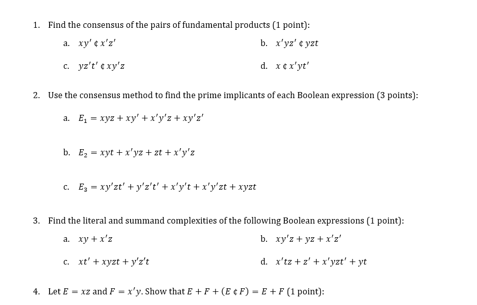 Solved 1 Find The Consensus Of The Pairs Of Fundamental Chegg Com