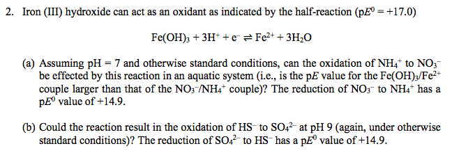 Solved 2. Iron (III) hydroxide can act as an oxidant as | Chegg.com