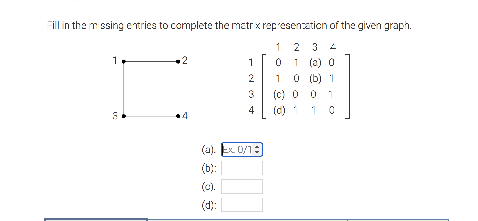 Solved Fill in the missing entries to complete the matrix | Chegg.com