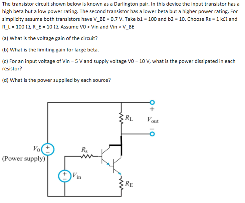 Solved The transistor circuit shown below is known as a | Chegg.com