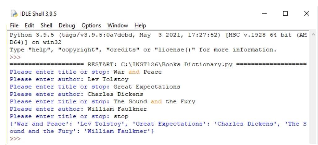 Solved Please help 1) Books Dictionary (No starter file, | Chegg.com