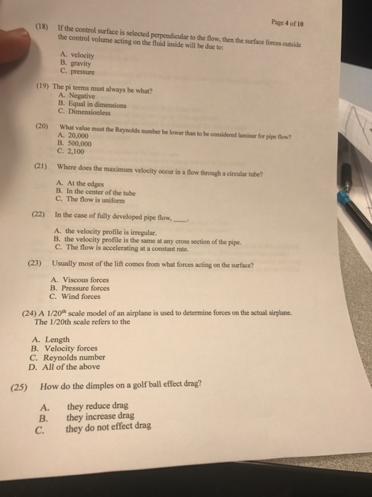 Solved Page 4 of 10 o ca en the control volume acting on the | Chegg.com