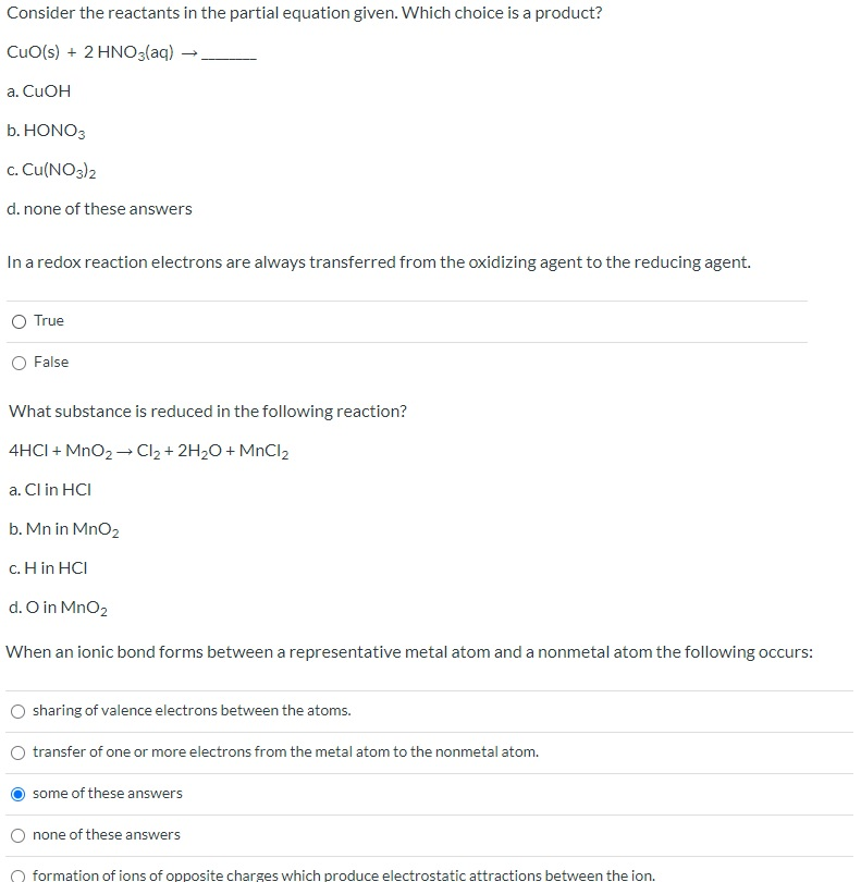 Solved Consider the reactants in the partial equation given. | Chegg.com