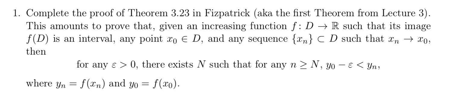 Solved 1. Complete the proof of Theorem 3.23 in Fizpatrick | Chegg.com