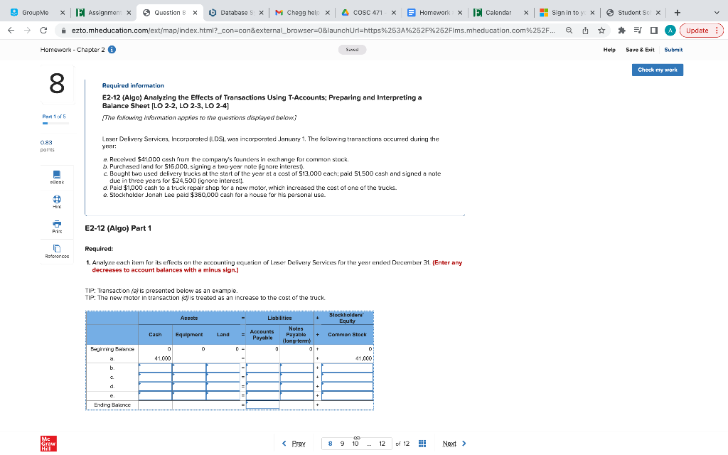 Solved Required information E2-12 (Algo) Analyzing the | Chegg.com
