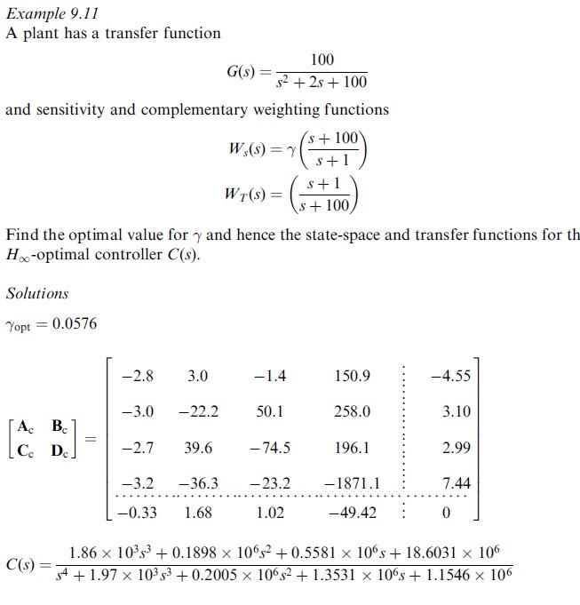 Solved Example 9.11 A plant has a transfer function 100 G(S) | Chegg.com