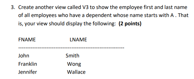 Solved Instructions: 1. Create a view called V1 to show the | Chegg.com