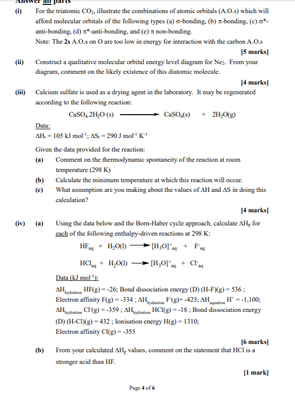 (i) For the triatomic CO2, illustrate the | Chegg.com