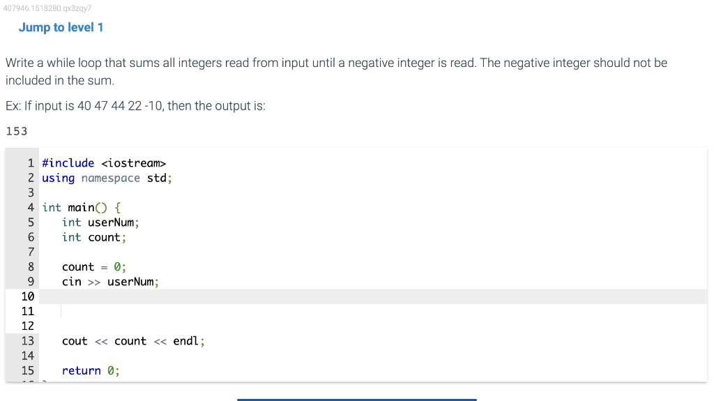 Solved 407946.1518280.qx3zqy7 Jump to level 1 Write a while | Chegg.com