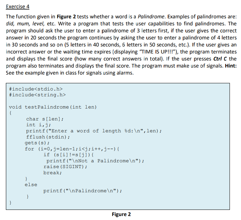 Solved The function given in Figure 2 tests whether a word | Chegg.com