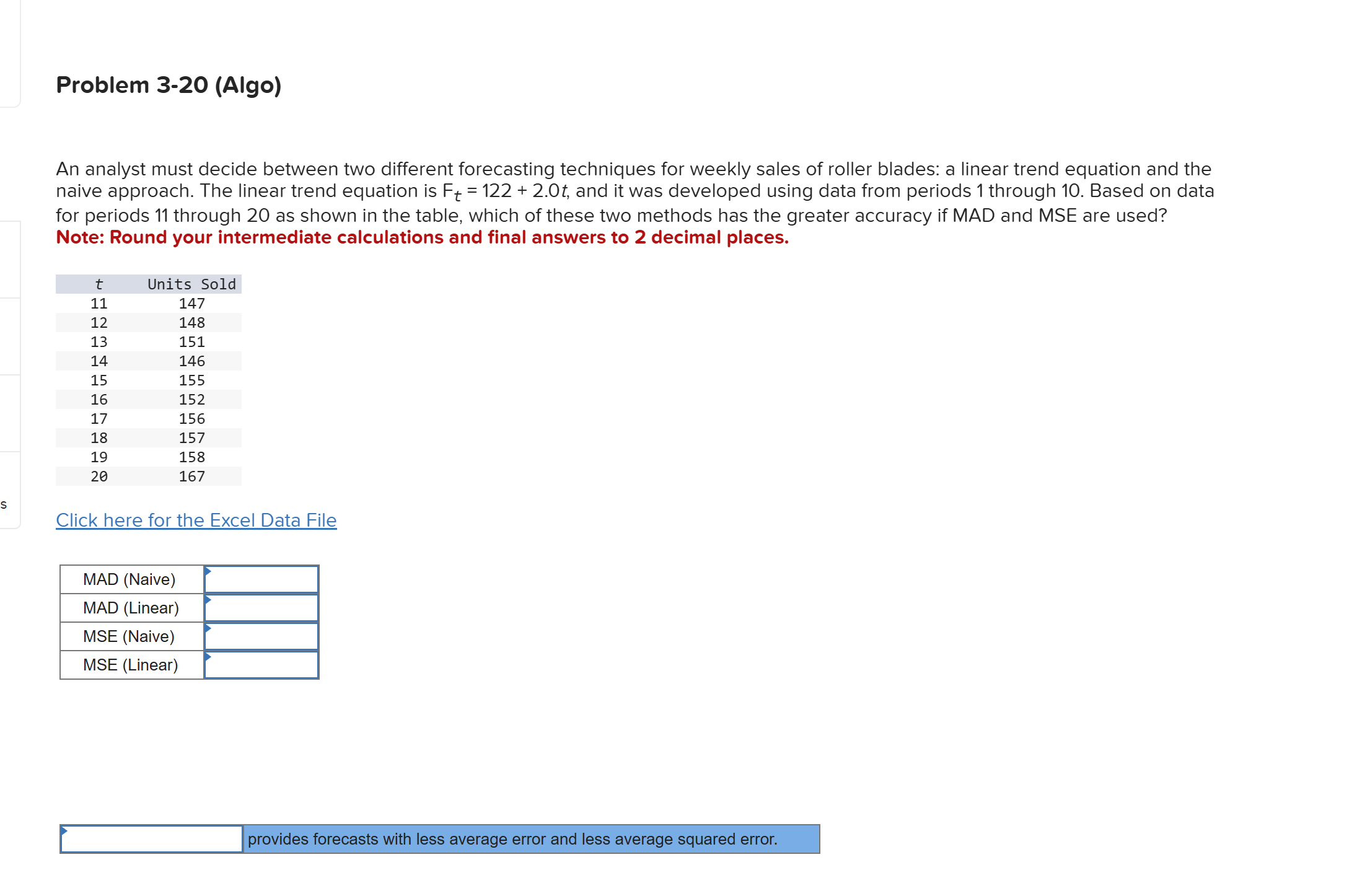 Solved Problem 3-20 (Algo)An analyst must decide between two | Chegg.com