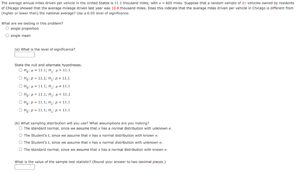 Solved the average annual miles driven per vehicle in the chegg
