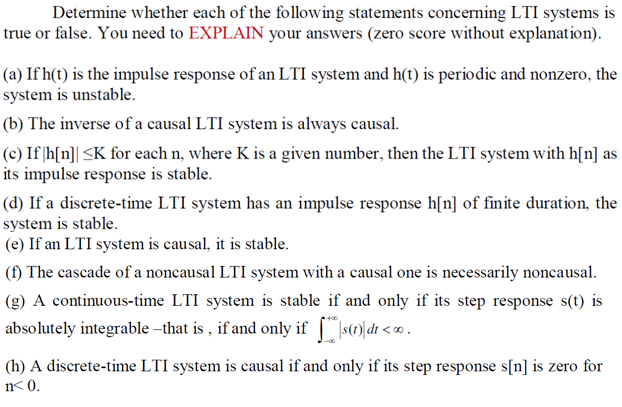 Solved Determine whether each of the following statements | Chegg.com