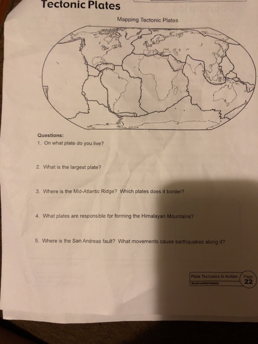 Solved Tectonic Plates Mapping Tectonic Plates Questions 1.