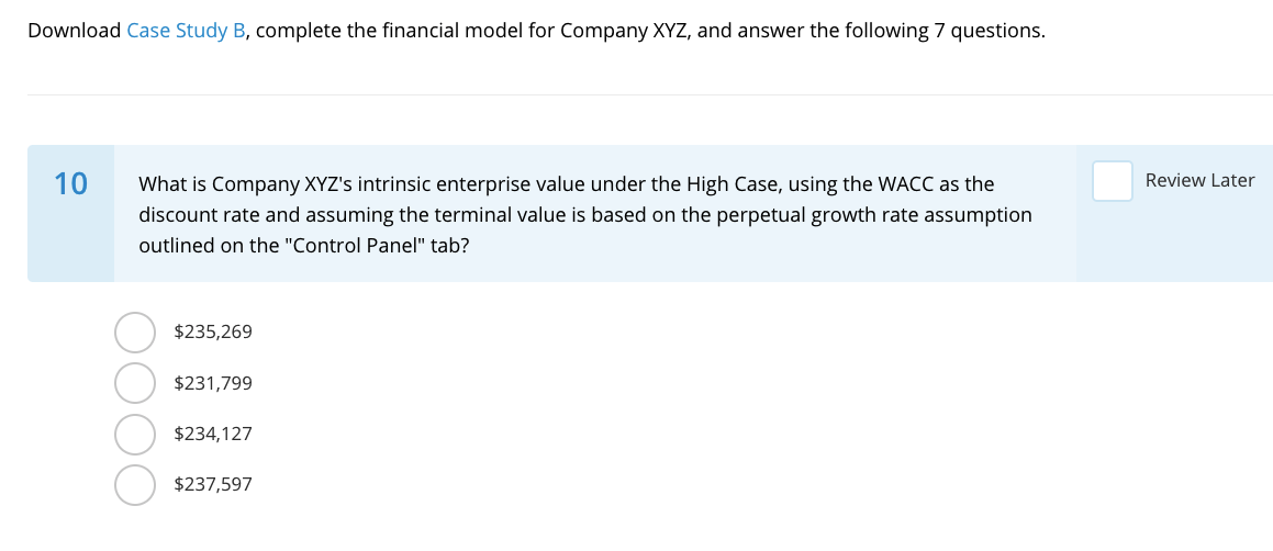 Download Case Study B, Complete The Financial Model | Chegg.com