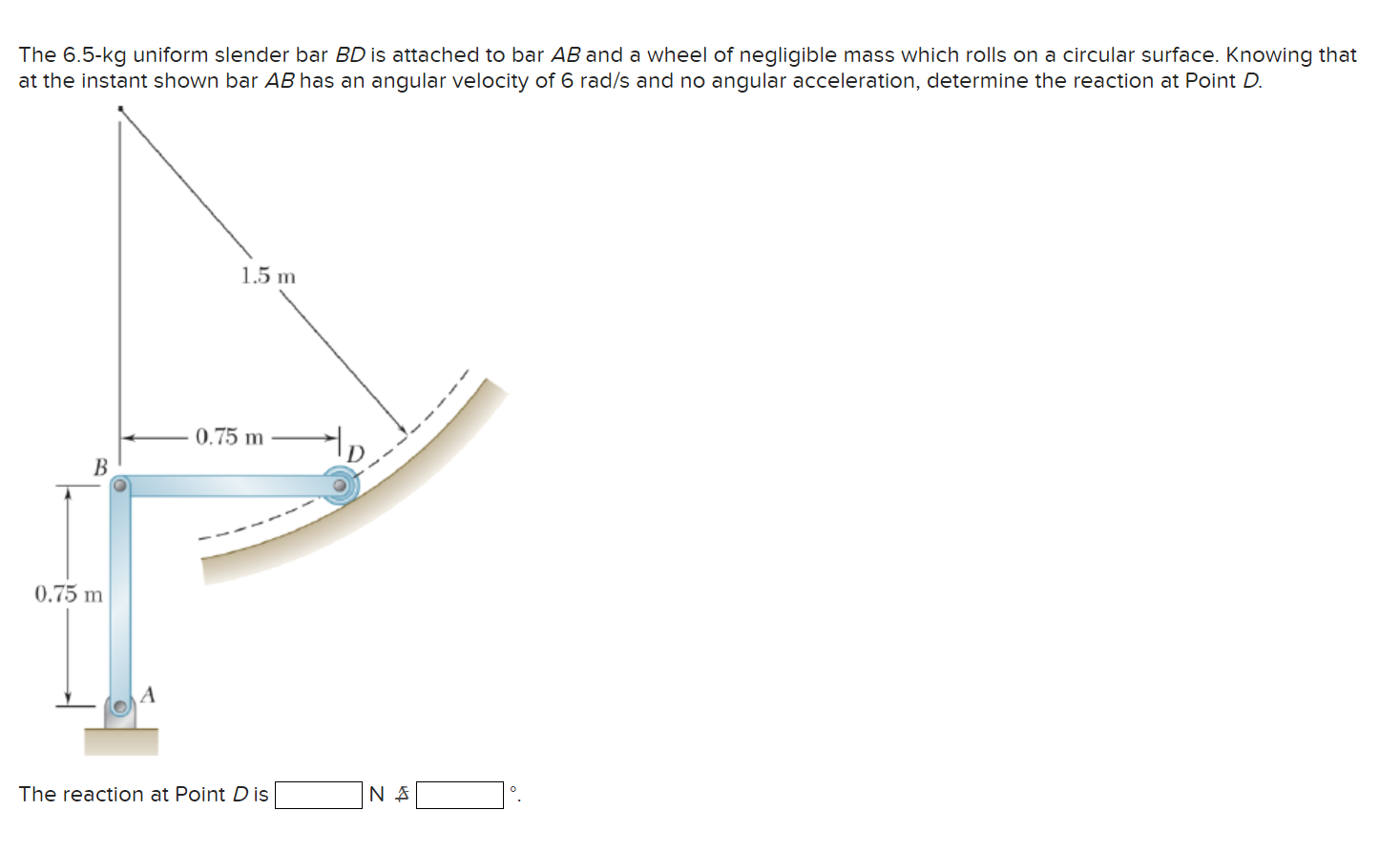Solved The 6.5-kg Uniform Slender Bar BD Is Attached To Bar | Chegg.com