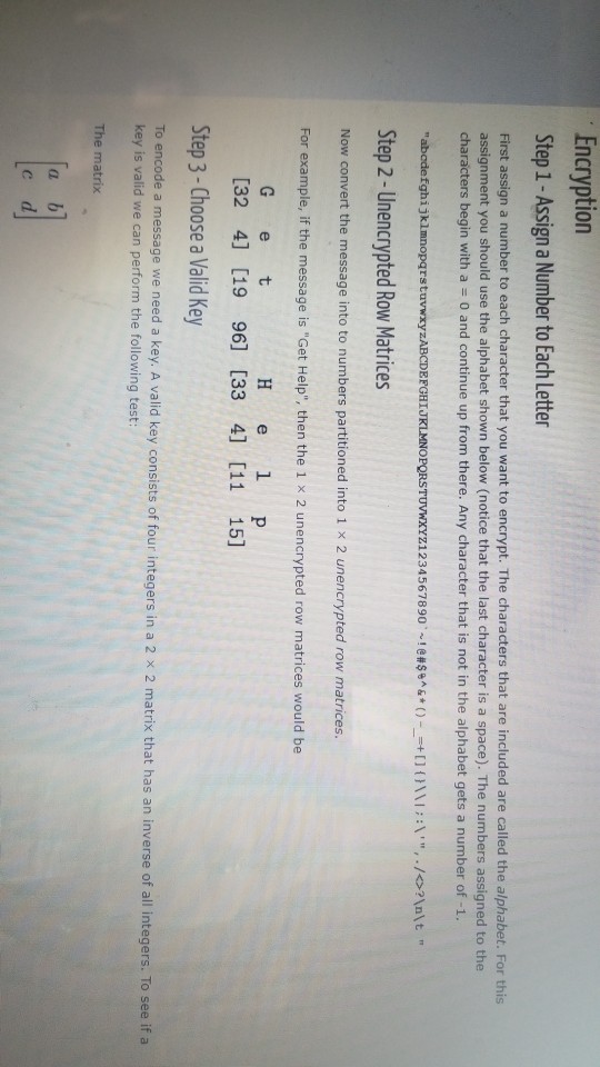 Solved Encryption Step 1 -Assign a Number to Each Letter | Chegg.com
