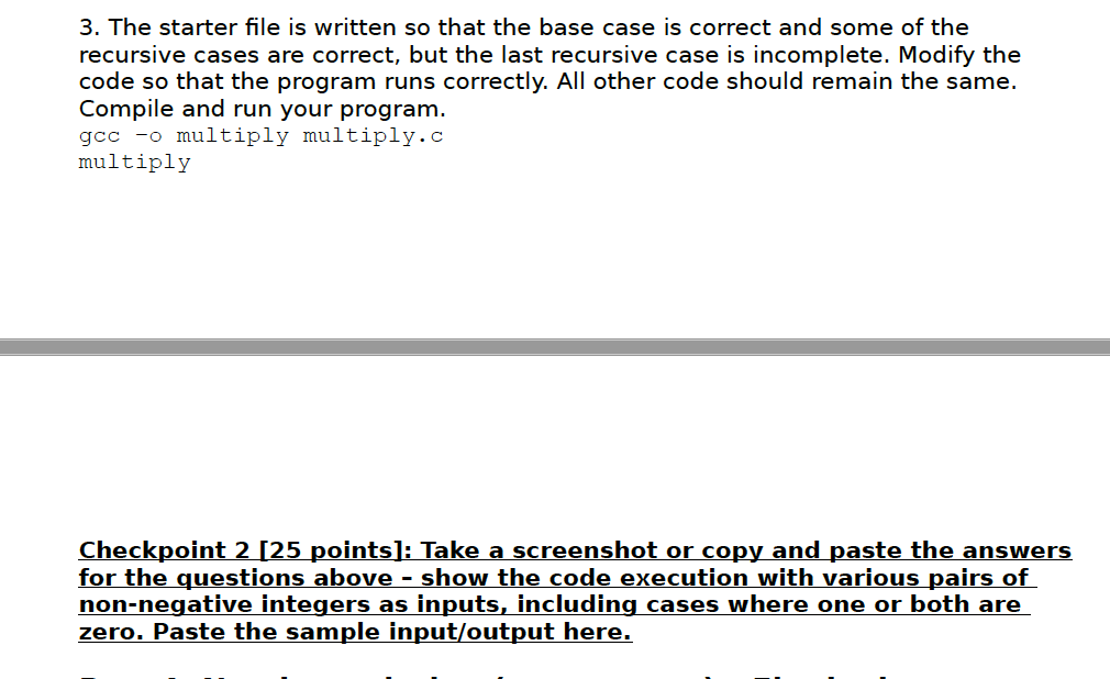 Solved Part 3: Multiplication (multiply.c) - Fix the | Chegg.com