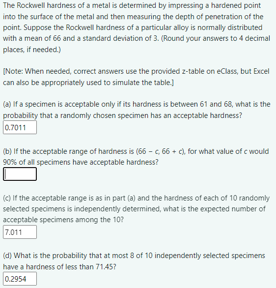Please answer part b correctly!!The Rockwell hardness