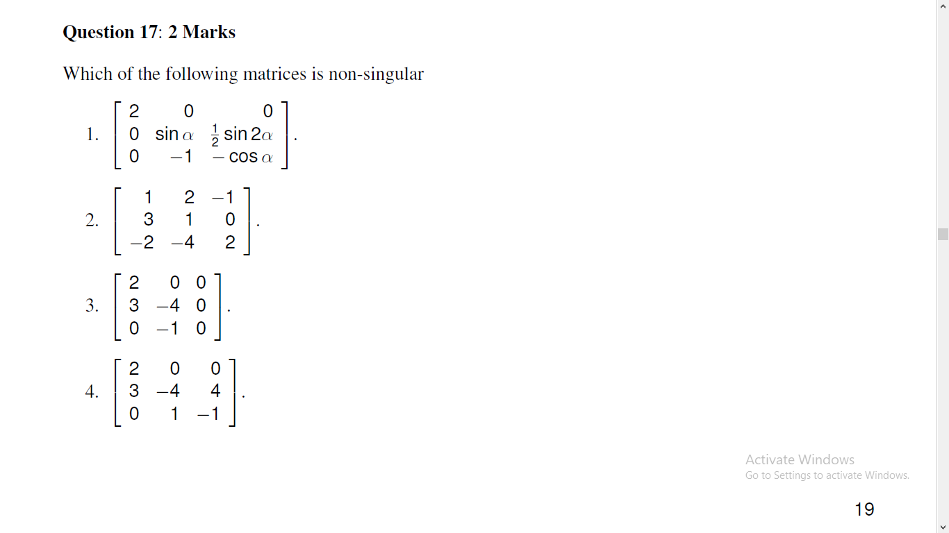 Solved Question 16: 2 Marks Suppose That A And B Are 4 X 4 | Chegg.com