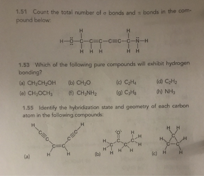 Solved 1.51 Count the total number of bonds and bonds in