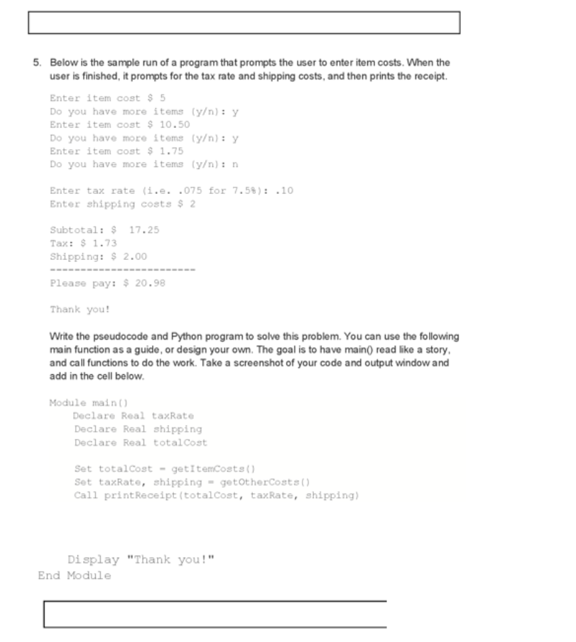 Solved 5. Below is the sample run of a program that prompts | Chegg.com