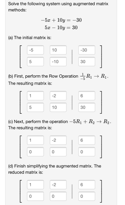 Solved Solve the following system using augmented matrix | Chegg.com
