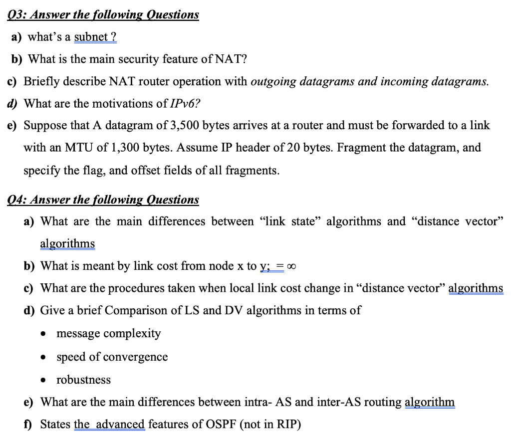 Solved Chapter:4 Network Layer 4) In Q1- Choose The Correct | Chegg.com