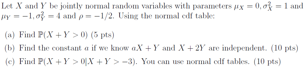 Solved Let X And Y Be Jointly Normal Random Variables With 5485