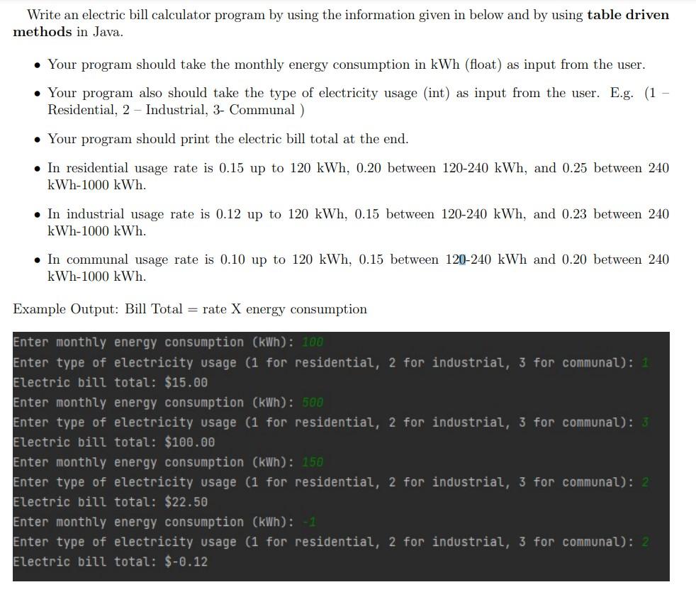 Solved Write An Electric Bill Calculator Program By Using | Chegg.com