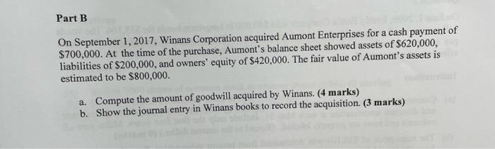 Solved On September 1, 2017, Winans Corporation acquired | Chegg.com