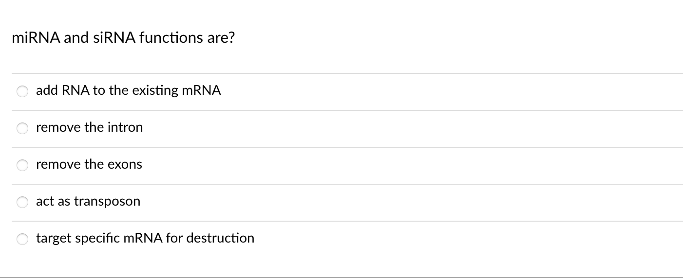 Solved miRNA and siRNA functions are? add RNA to the | Chegg.com