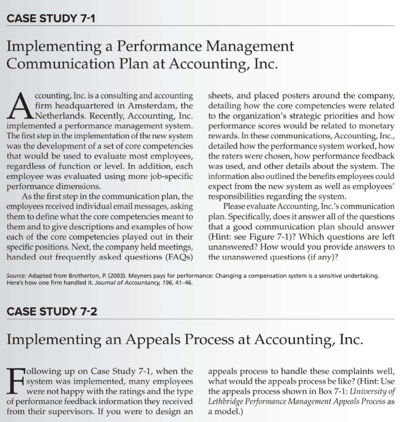 case study 3 evaluation of performance management system at accounting inc