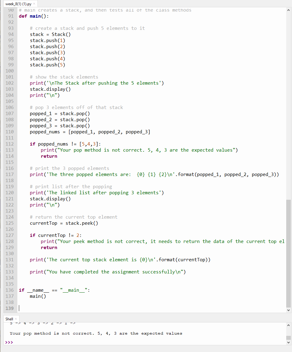 Solved Please in Python Our stack held data in a simple | Chegg.com
