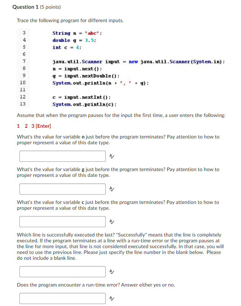 Solved Trace the following program for different inputs. | Chegg.com