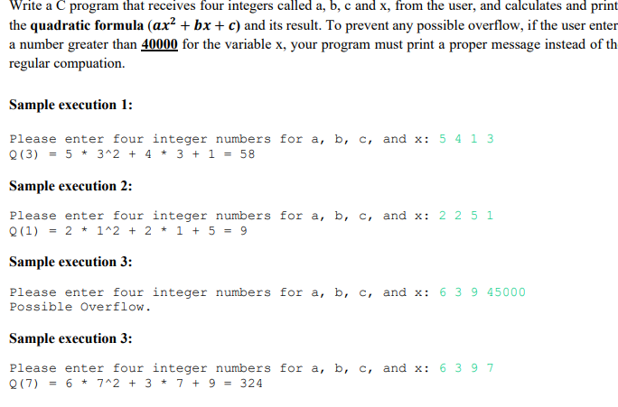 Solved Write a C program that receives four integers called | Chegg.com