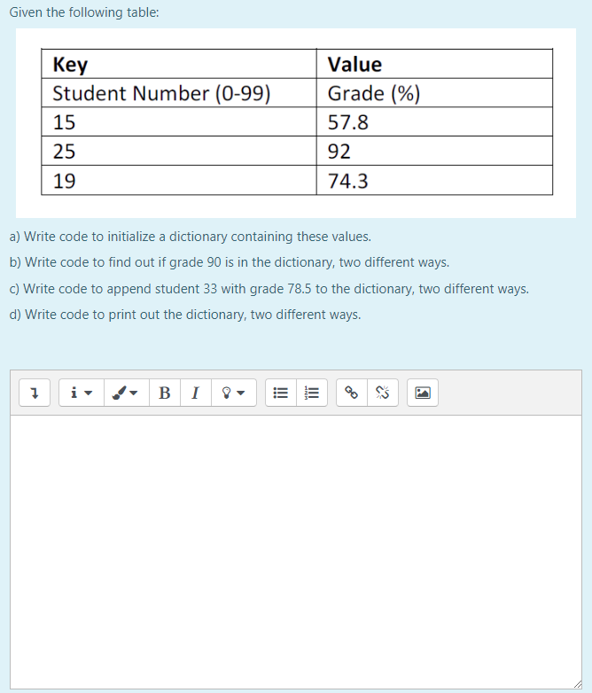 Solved Given the following table: a) Write code to | Chegg.com