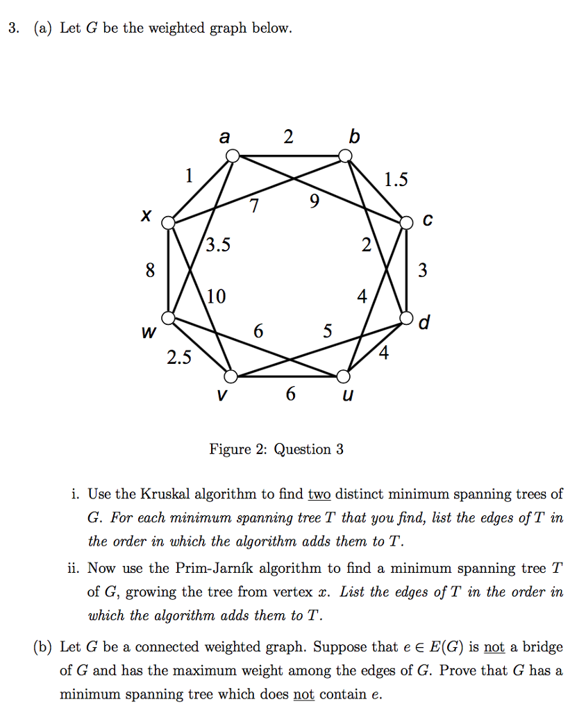 Solved 3. (a) Let G be the weighted graph below. 3.5 10 4 | Chegg.com