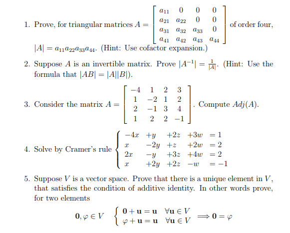 Solved 1. Prove, for triangular matrices A = a11 0 0 0 a21 | Chegg.com