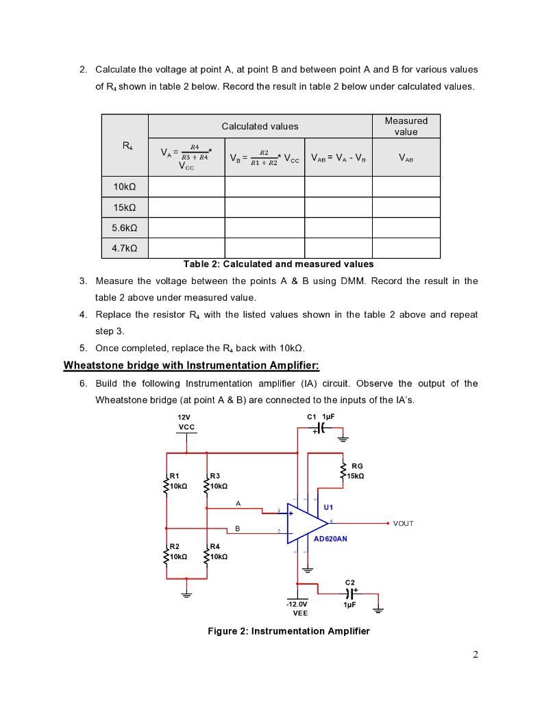 Solved Lab 4 Instrumentation Amplifiers Multisim I. II.