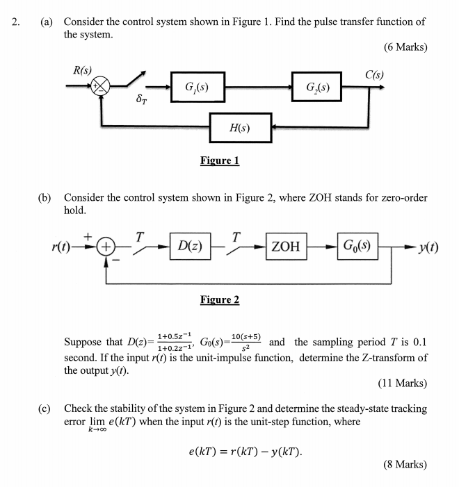 Solved 2. (a) Consider the control system shown in Figure 1. | Chegg.com