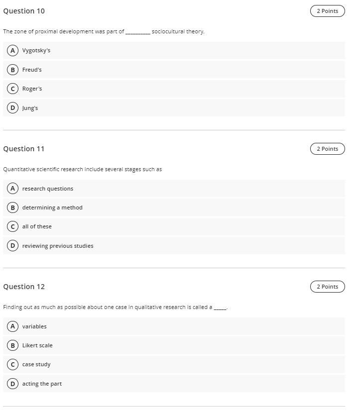 Solved Question 10 2 Points The zone of proximal development | Chegg.com